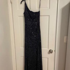 Navy One Shoulder Dress (Size 2)